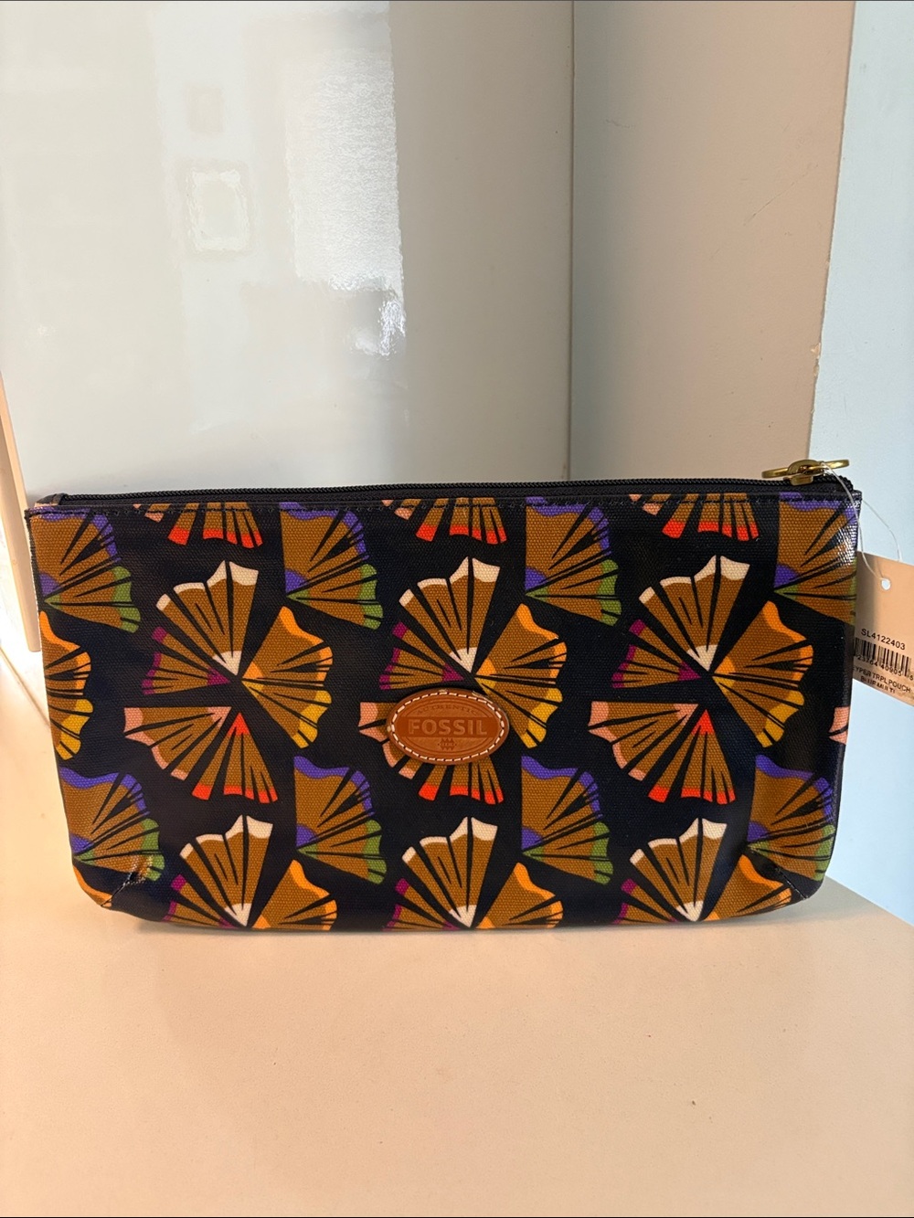 NWT Fossil Keyper Trpl Pouch in Blue Multi